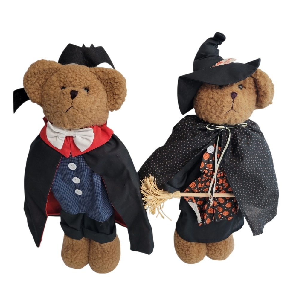 Vintage Terrys‎ Village Witch and Vampire Bears 20" Stand Up Halloween Holiday